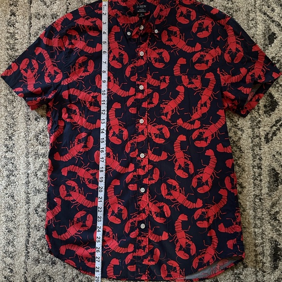 J. Crew Men's Slim Short-Sleeve Lobster Shirt - Medium - Picture 4 of 5